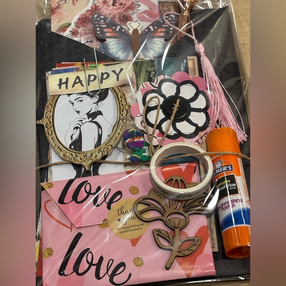 Mystery Junk Journal mixed media Starter Kit Ephemera Stickers Pen Journal…